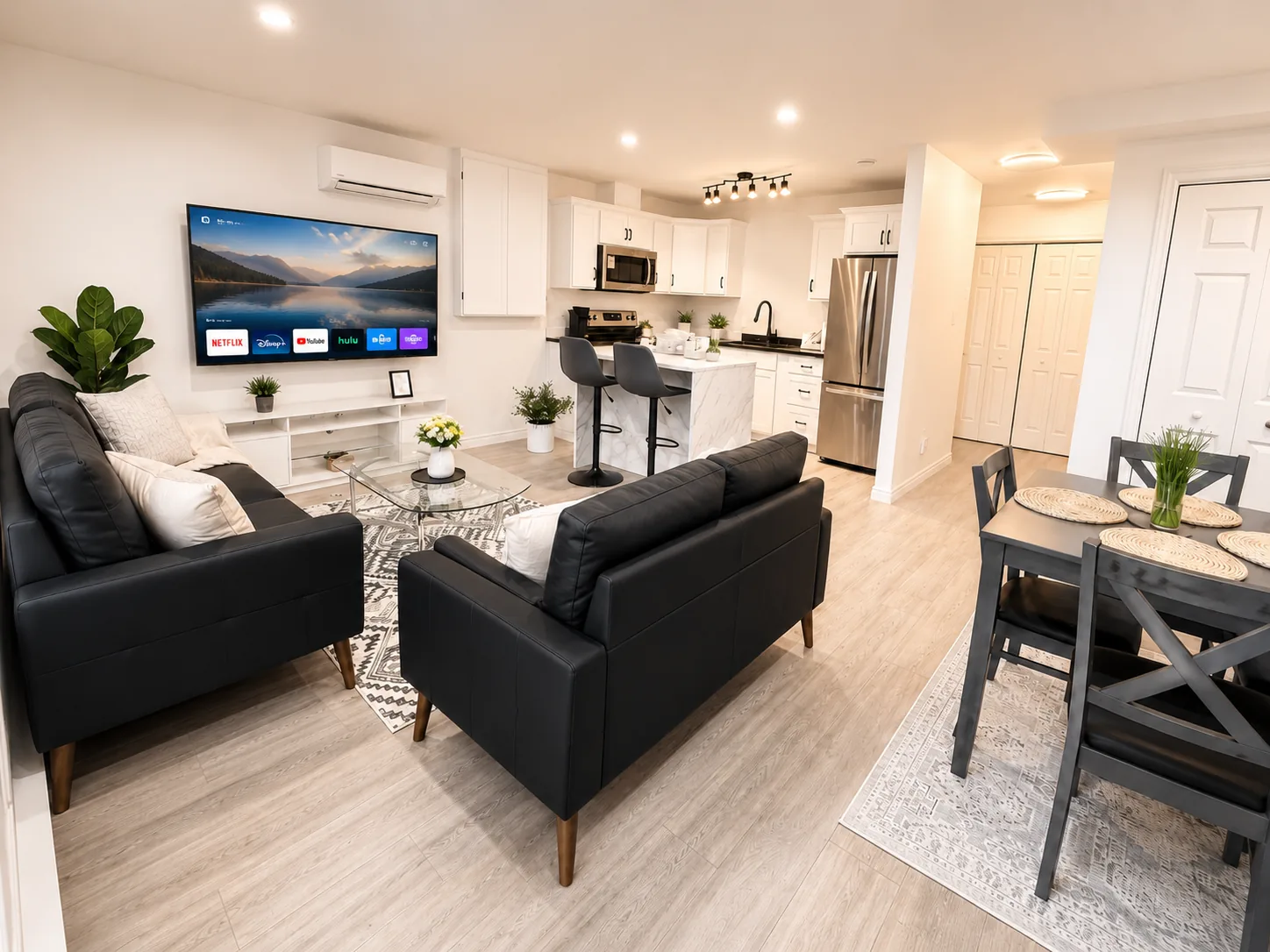 Living room and kitchen